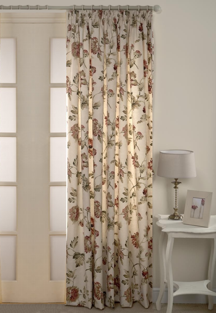 Fully Lined Heavy Floral Door Curtain Cream 66" x 84"