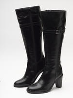 View Item Black Venezia Leather Boots with High Heel (Style 9515)