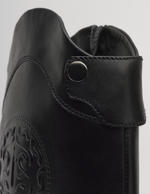 Black Diletta Leather Boots with Low Heel (Style 10-504)