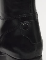 Black Diletta Leather Boots with Low Heel (Style 10-504)