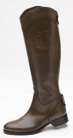 View Item Brown Diletta Leather Boots with Low Heel (Style 10-504)