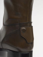 Brown Diletta Leather Boots with Low Heel (Style 10-504)