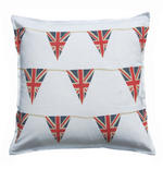Union Jack Bunting Cushion Cover - 100% White Cotton 18in x 18in