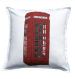 Retro British Telephone Box Cushion Cover - 100% Cotton 18in x 18in
