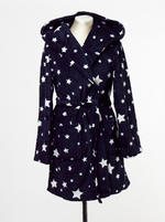 La Senza Ladies Navy Fleece Hooded Robe - Star Print Design