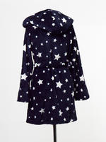 La Senza Ladies Navy Fleece Hooded Robe - Star Print Design