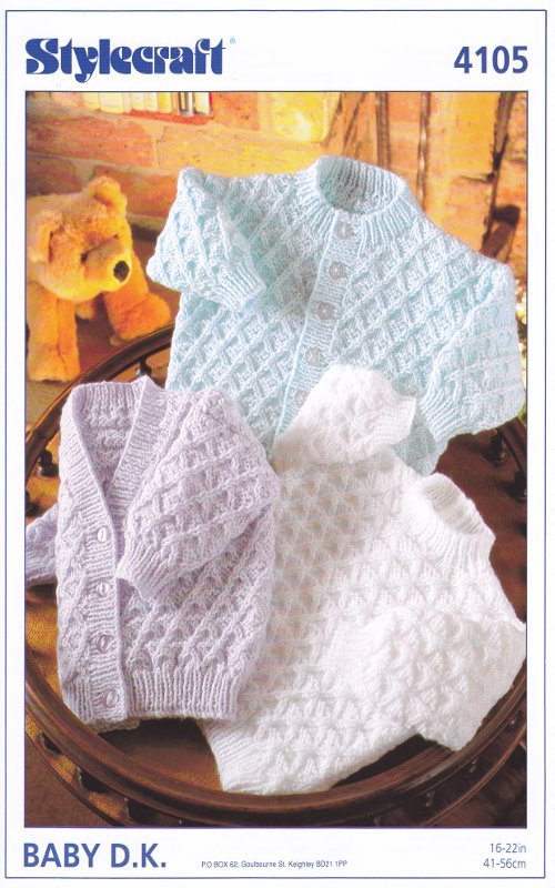Stylecraft DK Double Knitting Pattern Baby Long Sleeved Cardigans Sweater 410...