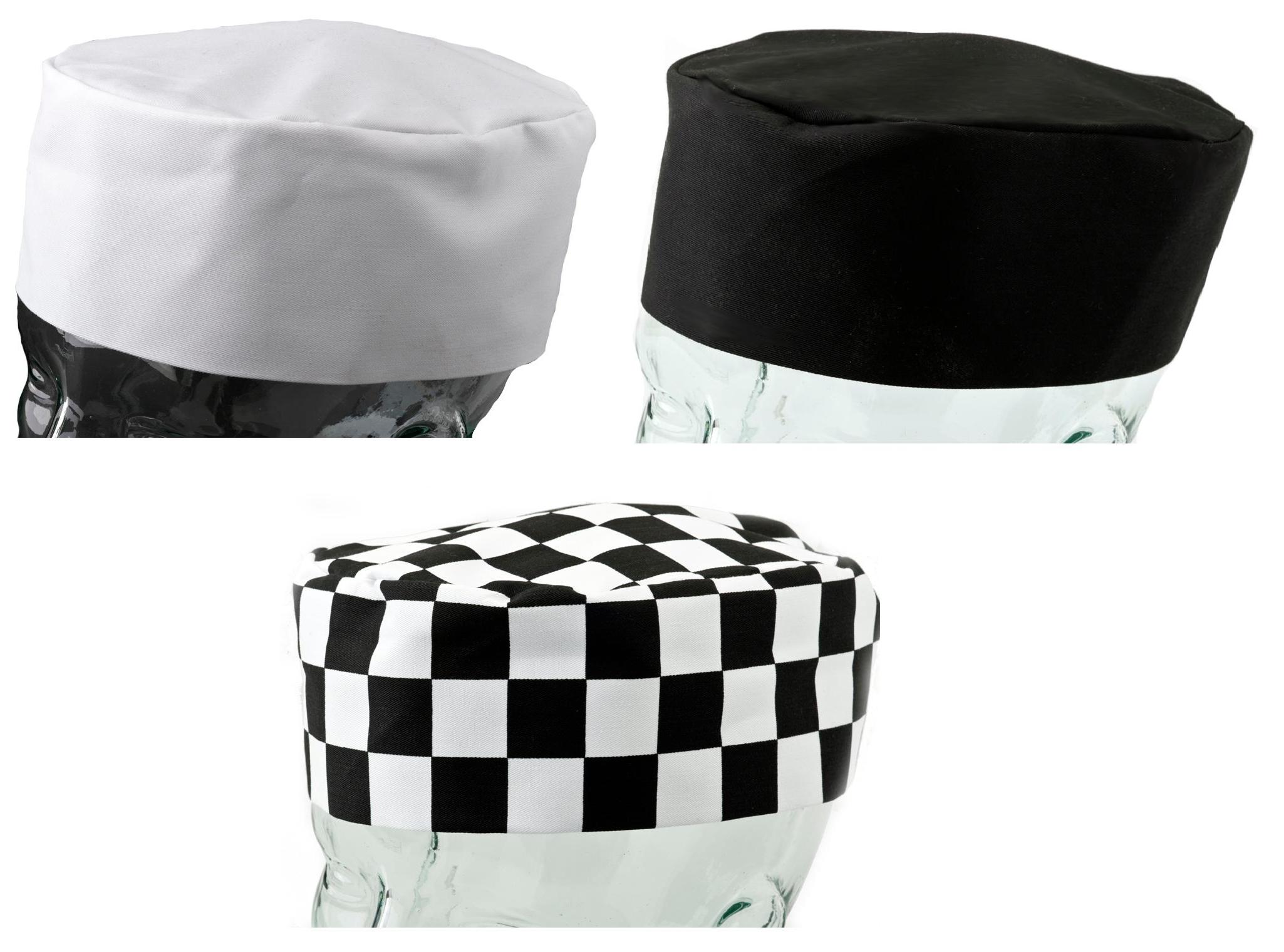 Professional Catering Skull Cap Kitchen Chefs Cooks Hat Black White