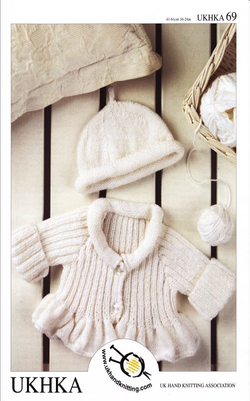 Ukhka 69 Childrens Kids Double Knitting Pattern Baby DK Frilled Cardigan Hat ...