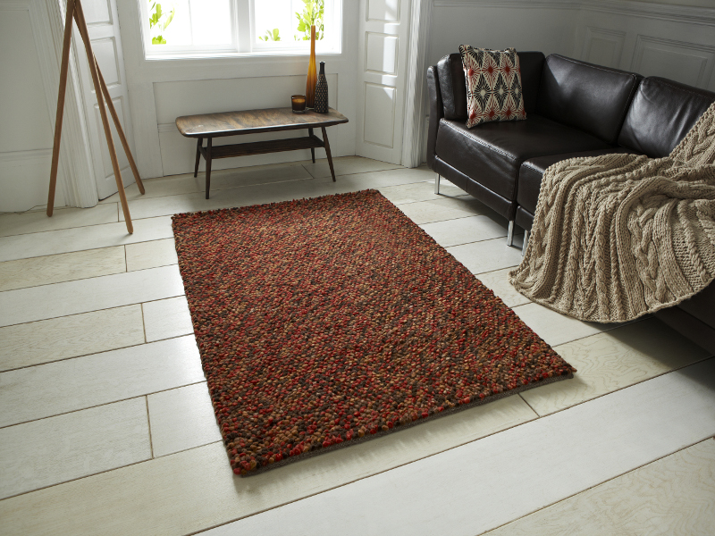 Pebbles Effect Hand Knotted Large Floor Mat 100 Wool Soft Heavy Weight