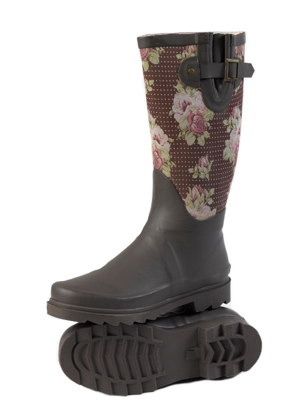 Ladies Garden Flower Wellies Vintage English Rose Print Outdoor