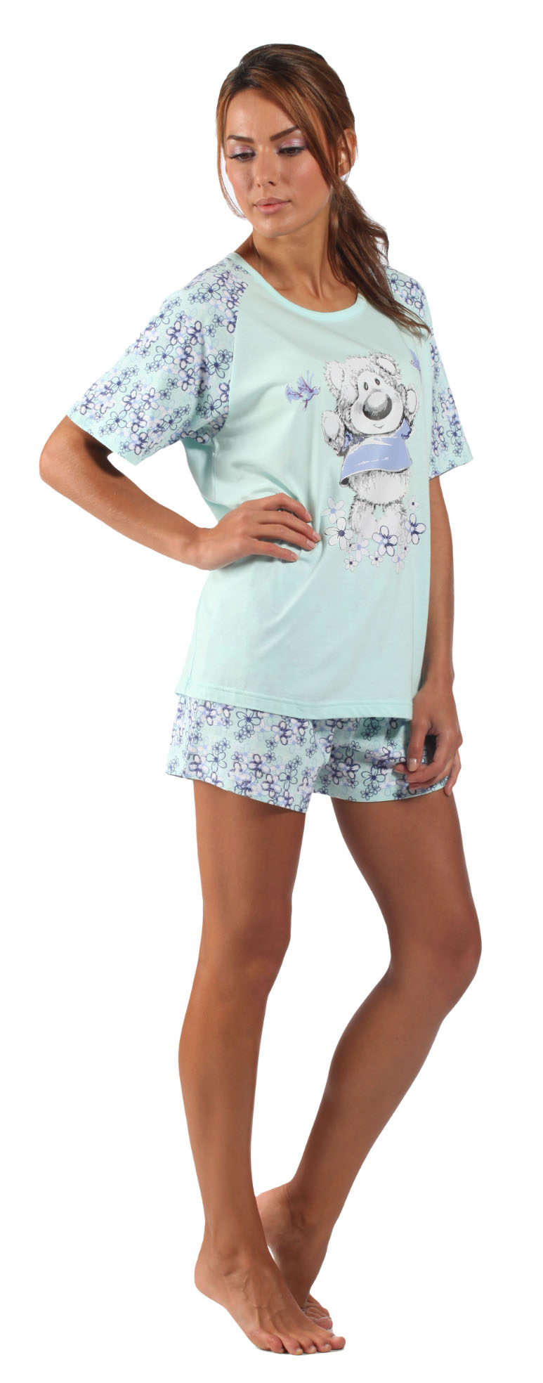 Womens 100% Combed Cotton Pyjamas Ladies Short Sleeve T-Shirt & Shorts