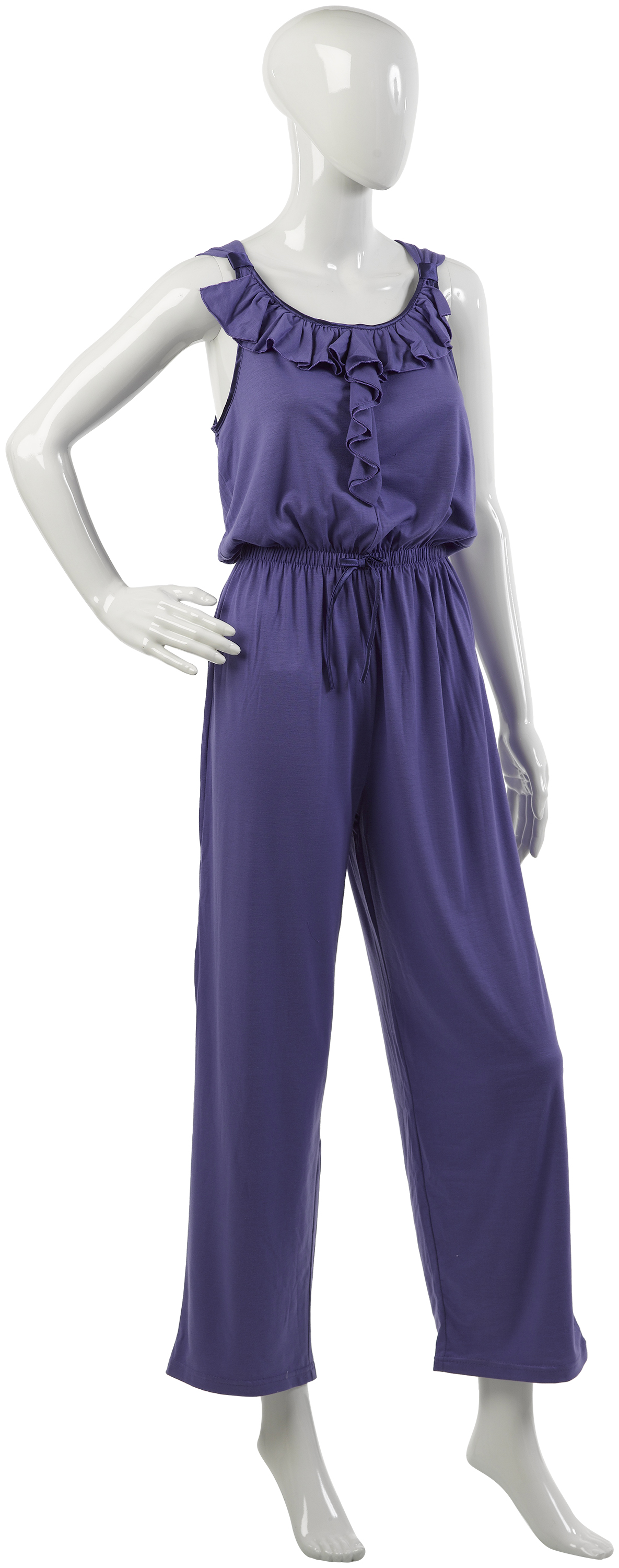 Womens Frill Detail Jumpsuit PJs Ladies Sleeveless Full Length Playsuit
