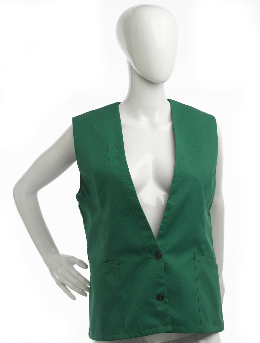 Womens Bright Green Casual Waistcoat Alexandra Button Up Hospitality