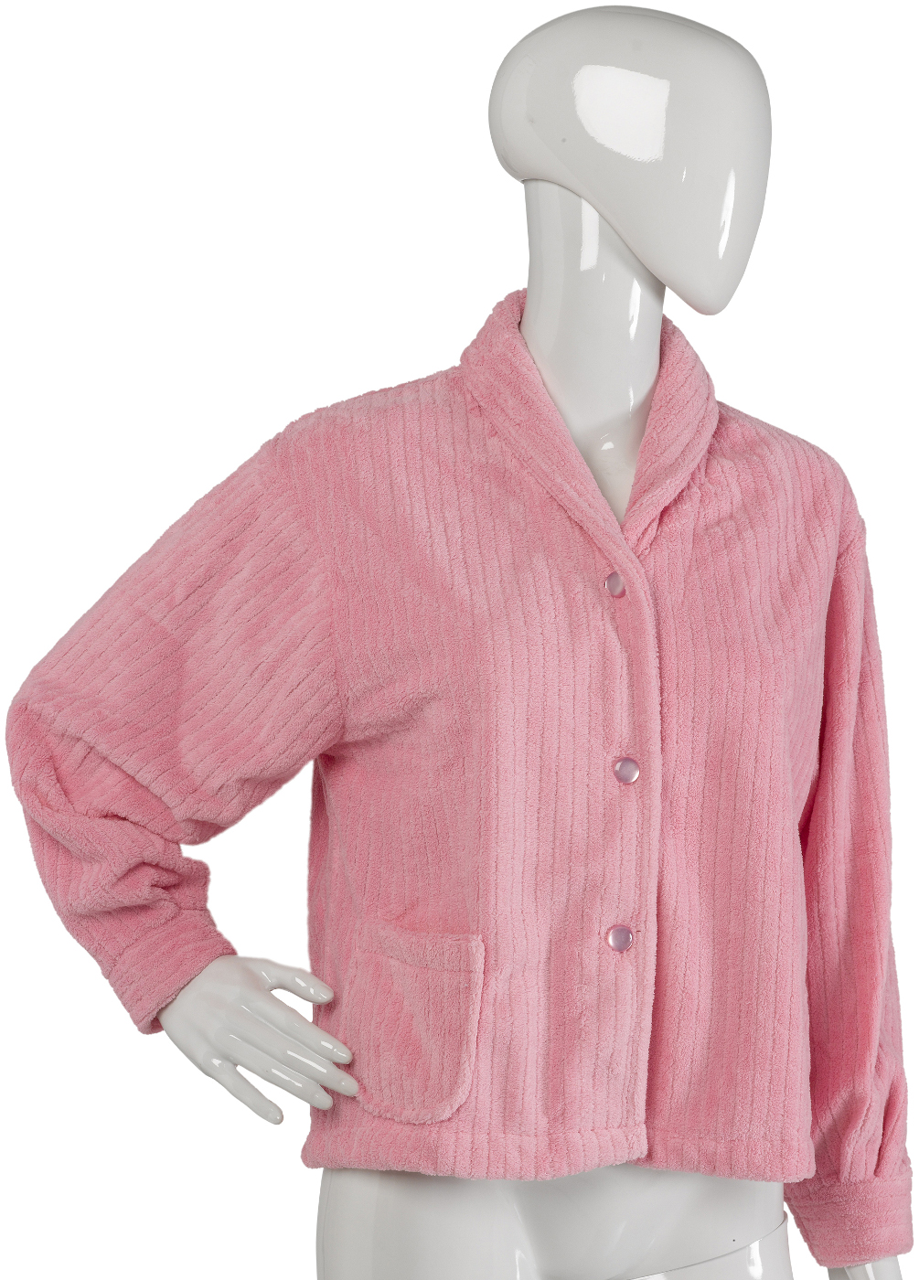 ... Button Up Housecoat Ladies Slenderella Fleece Ribbed Bed Jacket