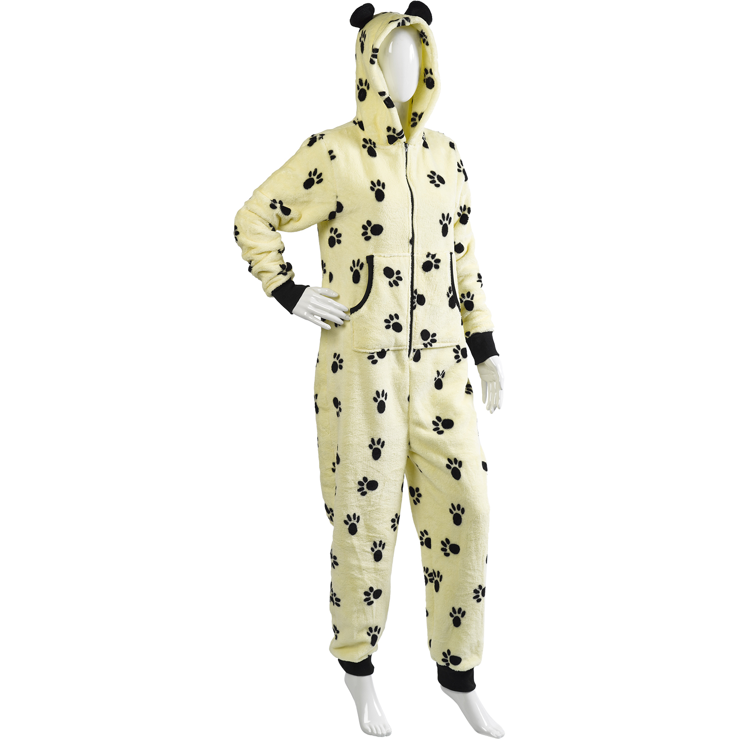 Slenderella Footless Onesie Ladies Soft Fleece Tiger Dog Paw Print All