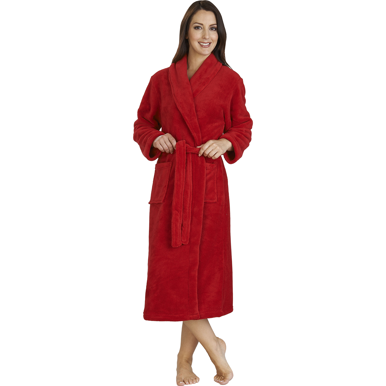Slenderella Thick Soft Fleece Shawl Collar Dressing Gown Wrap Around