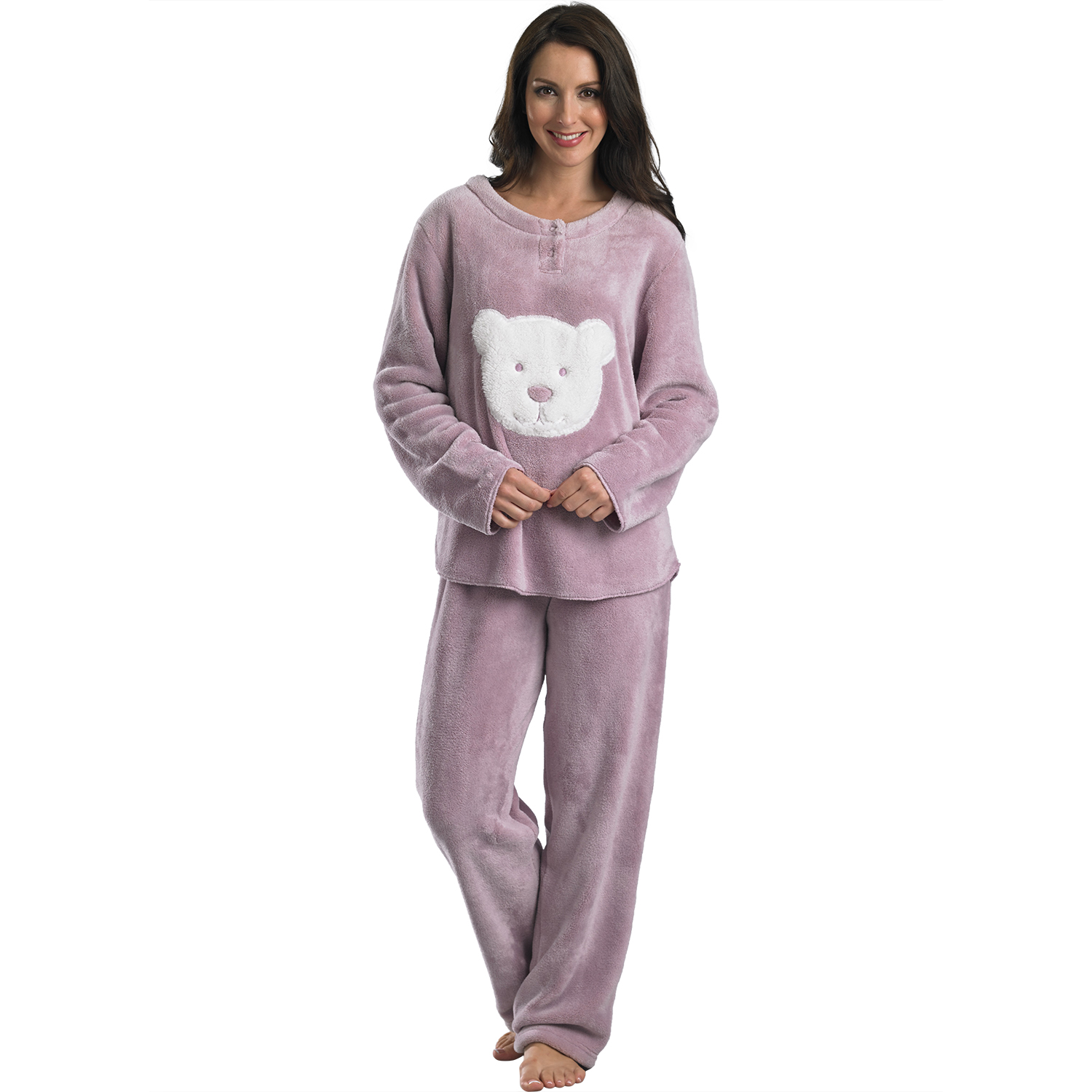 Ladies Coral Fleece Slenderella Loungewear Long Sleeved Womens Teddy Pyjama Set Ebay 