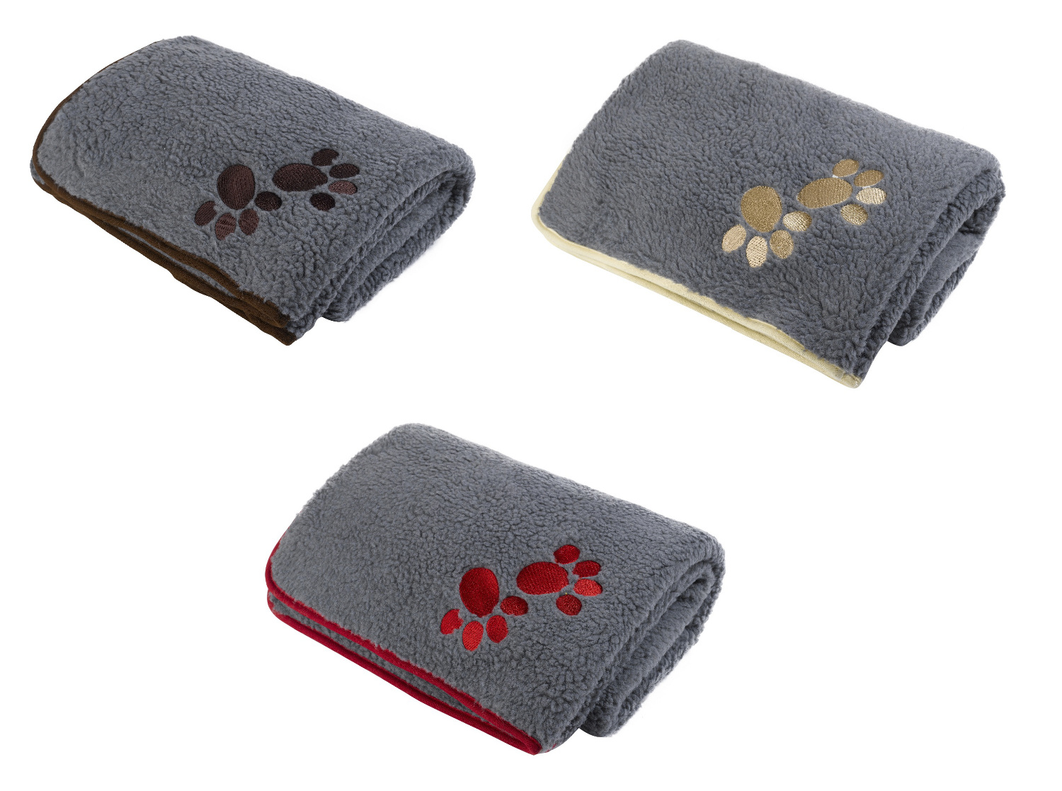 Pet Face Soft Sherpa Fleece Dog Blanket Warm Cosy Paw Print Puppy Cat