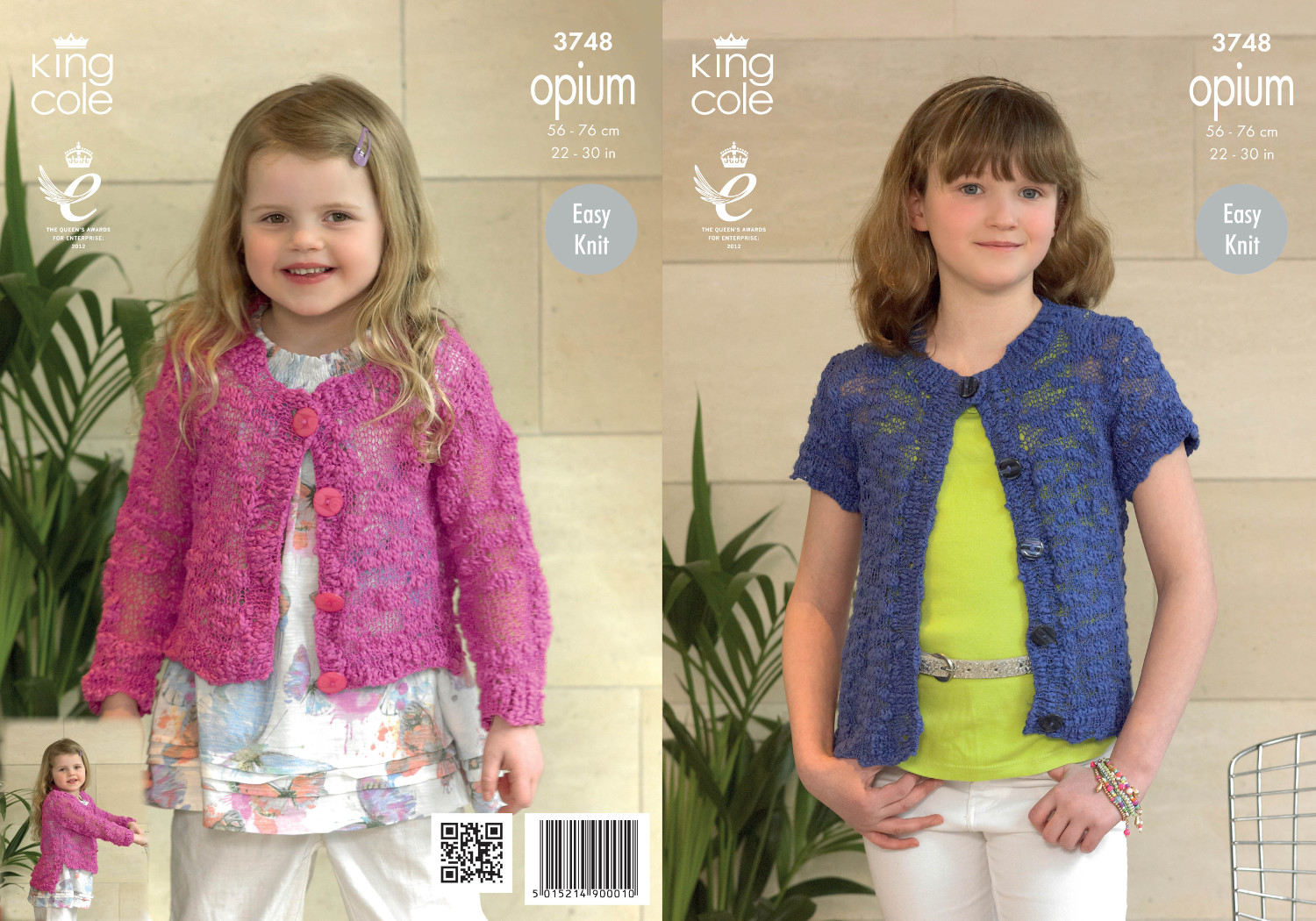Girls Knitting Pattern King Cole Opium Easy Knit Long Short Sleeve Cardigan 3748