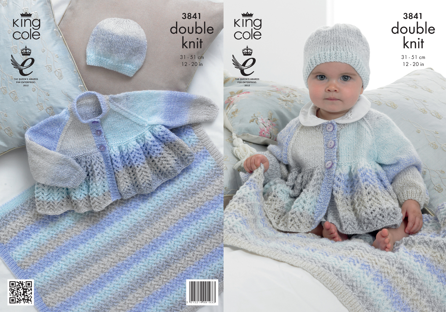 King Cole Baby Double Knitting DK Pattern Lace Effect Jacket Hat Blanket 3841...