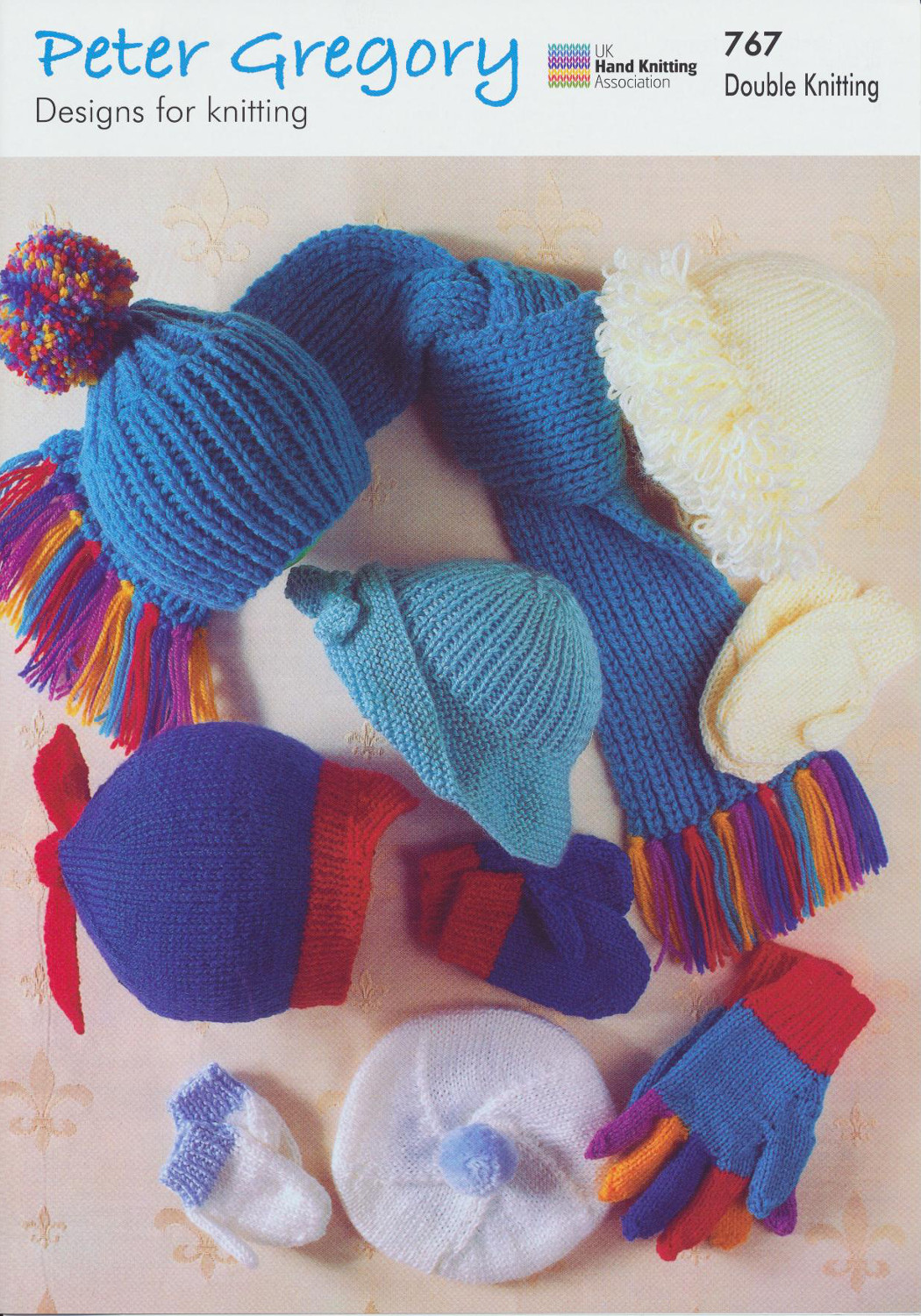 Peter Gregory Double Knitting Pattern Baby DK Hat Beret Scarf Mittens Gloves ...