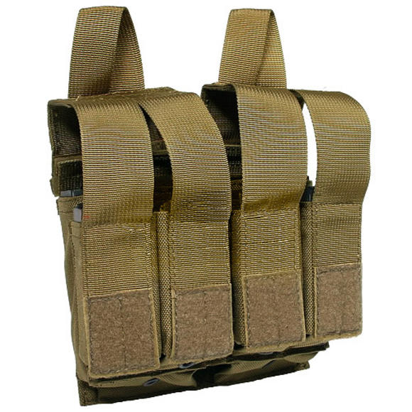 Flyye Double M4/M16 + Quad Pistol Magazine Pouch MOLLE Coyote Brown