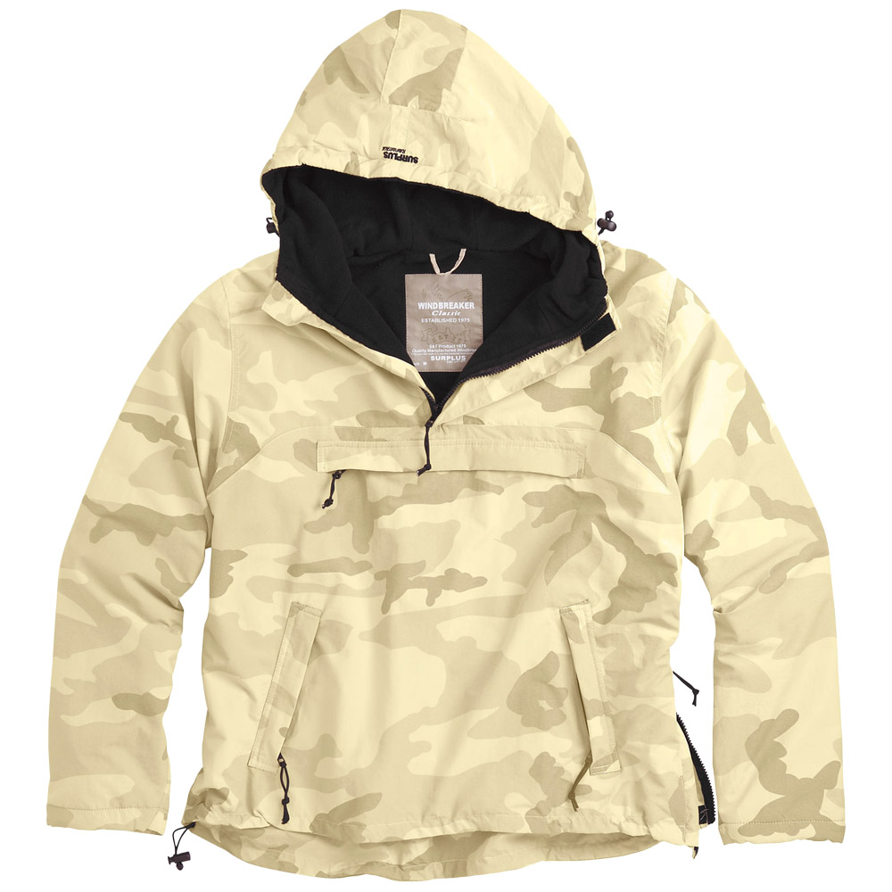 SURPLUS WINDBREAKER MENS HOODED JACKET WITH FLEECE POLAR DESERT STORM