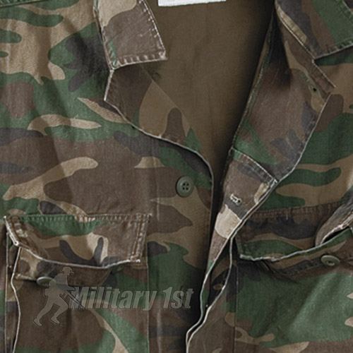 SURPLUS LIGHTWEIGHT MILITARY STYLE BDU MENS COTTON JACKET WASHED WOODLAND CAMO - Picture 3 of 6