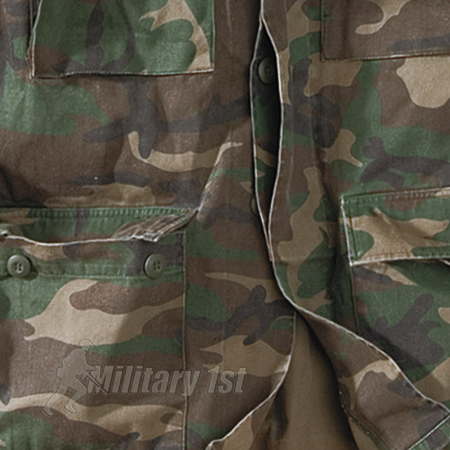 SURPLUS LIGHTWEIGHT MILITARY STYLE BDU MENS COTTON JACKET WASHED WOODLAND CAMO - Picture 4 of 6