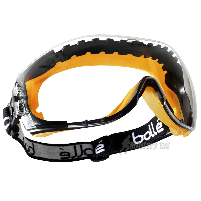 BOLLE SAFETY ARMY TACTICAL PILOT GOGGLES EYE PROTECTION YELLOW FRAME