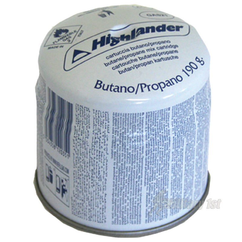 HIGHLANDER 190G PIERCABLE GAS CARTRIDGE PROPANE BUTANE MIX CANISTER CAN
