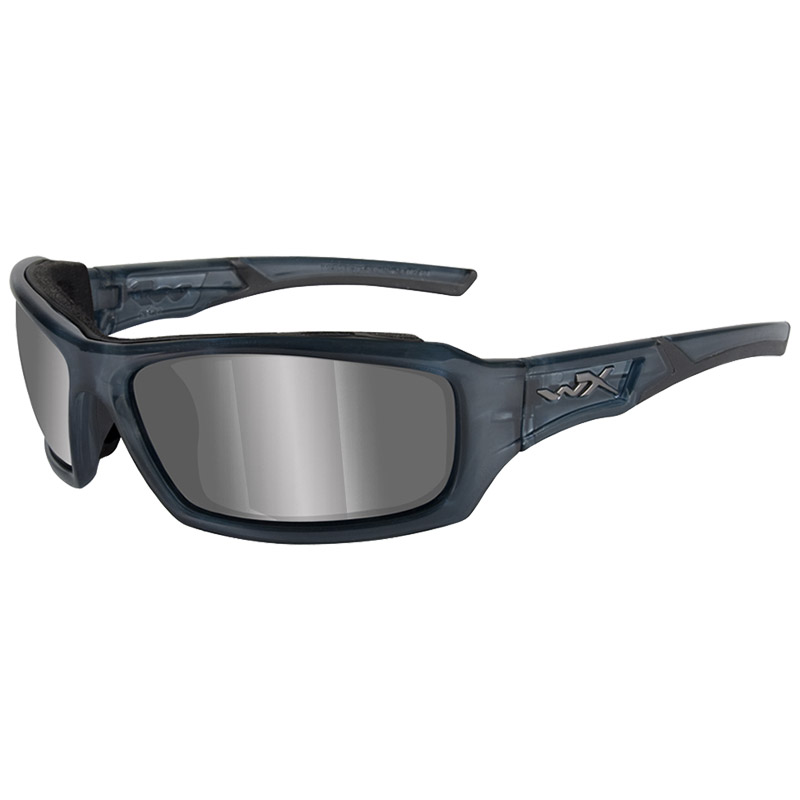 Wiley X WX Echo Glasses Silver Flash Lens / Smoke Steel Blue Frame