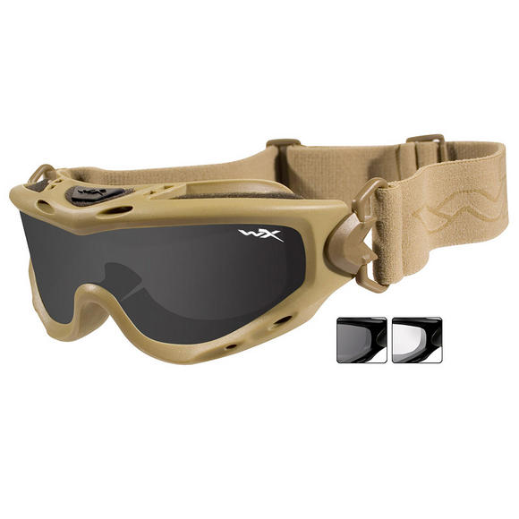 Wiley X Spear Goggles - Smoke Grey + Clear Lens / Tan Frame