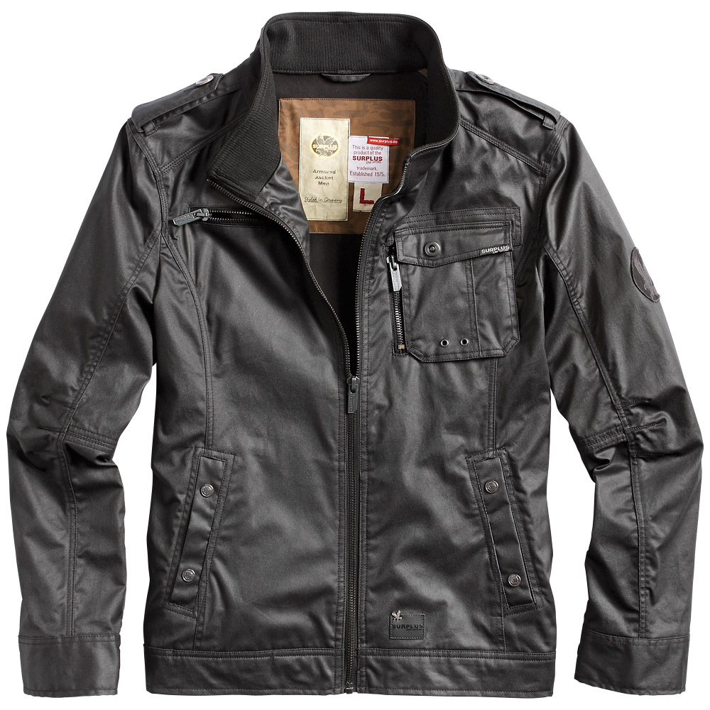 Surplus Armored Mens Army Style Casual Jacket Pu Coated WaterResistant