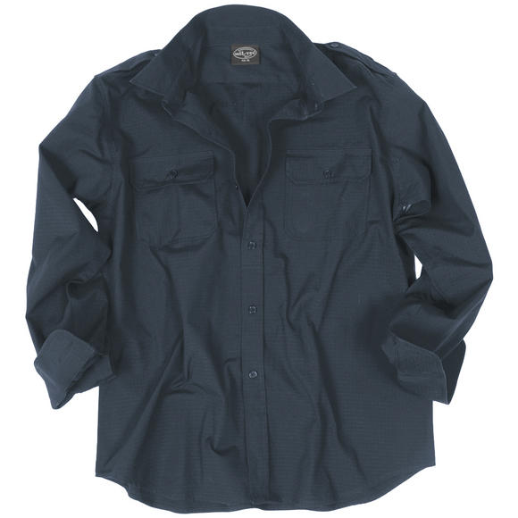 Mil-Tec RipStop Shirt Long Sleeve Navy Blue