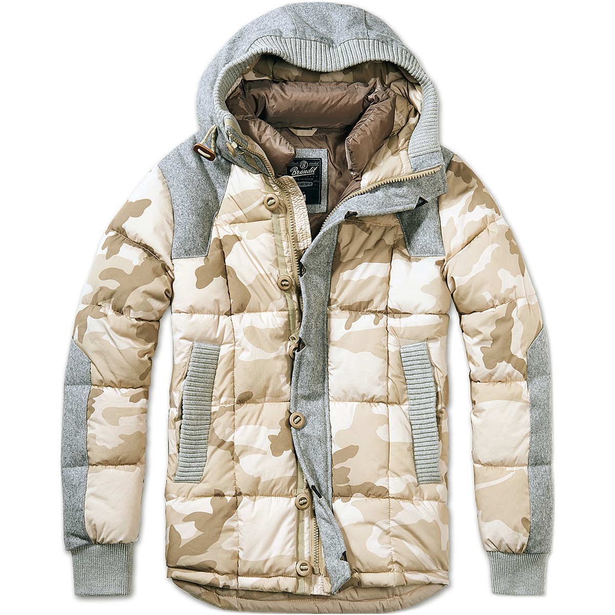 Brandit Garret Warm Urban Jacket Mens Vintage Parka Hooded Coat Desert