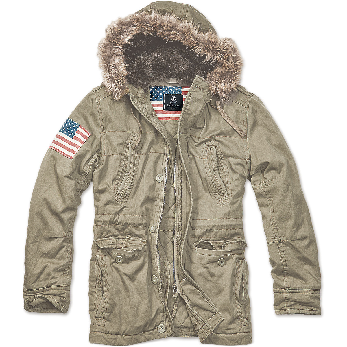 Brandit Warm Vintage Explorer Jacket Stars & Stripes Flag Hiking Parka