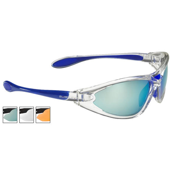 Swiss Eye Constance Sunglasses - Smoke BW Revo + Orange + Clear Lens / Crystal Blue Frame