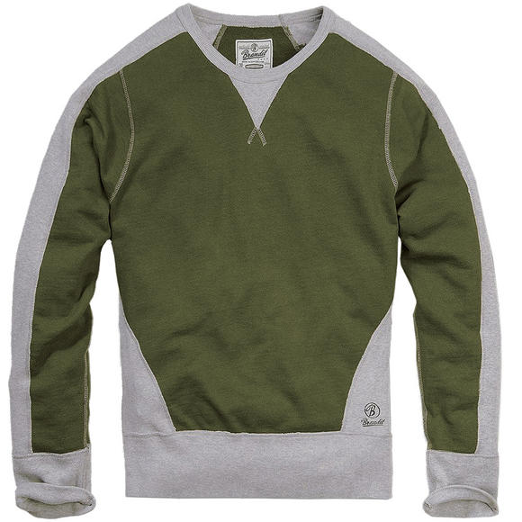 Brandit Liam Sweatshirt Ribbed Olive / Grey