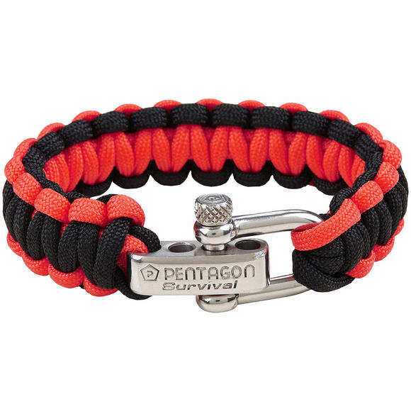 Pentagon Survival Bracelet Black Red