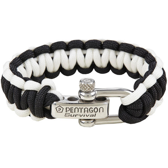 Pentagon Survival Bracelet Black White