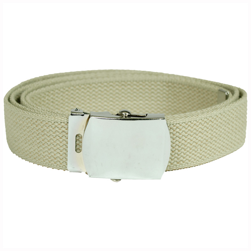US COMBAT ARMY STYLE KHAKI WEB WEBBING BELT MENS WOMENS FASHION SILVER