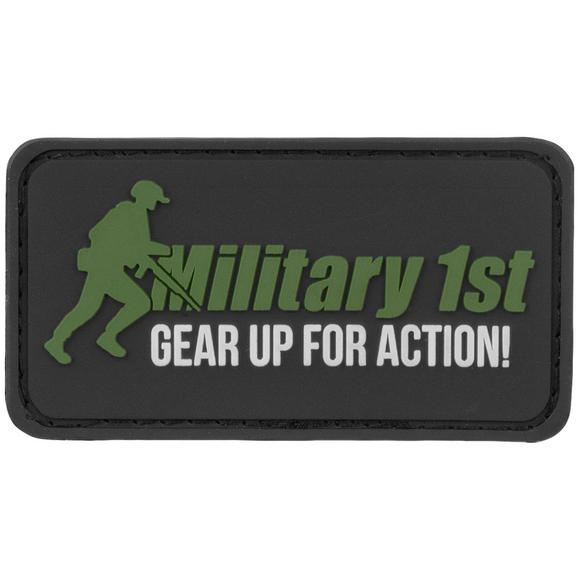 Military 1st Gear Up For Action Patch Black/White/Green