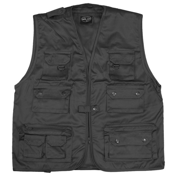 MilTec Fishing Vest Black Black Military 1st