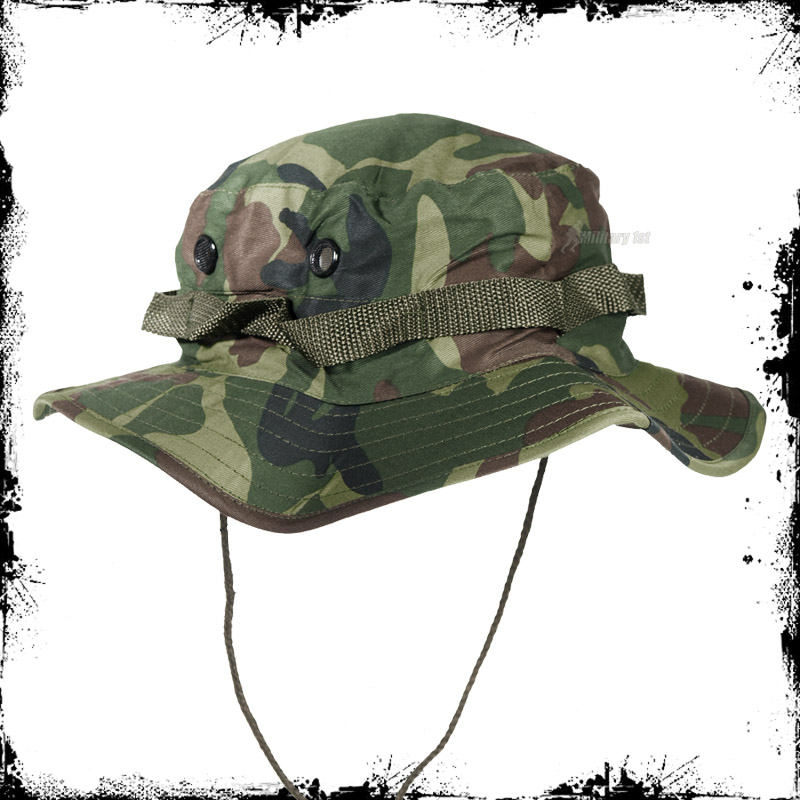 US ARMY COMBAT JUNGLE BOONIE HAT WOODLAND CAMO : S-XXL
