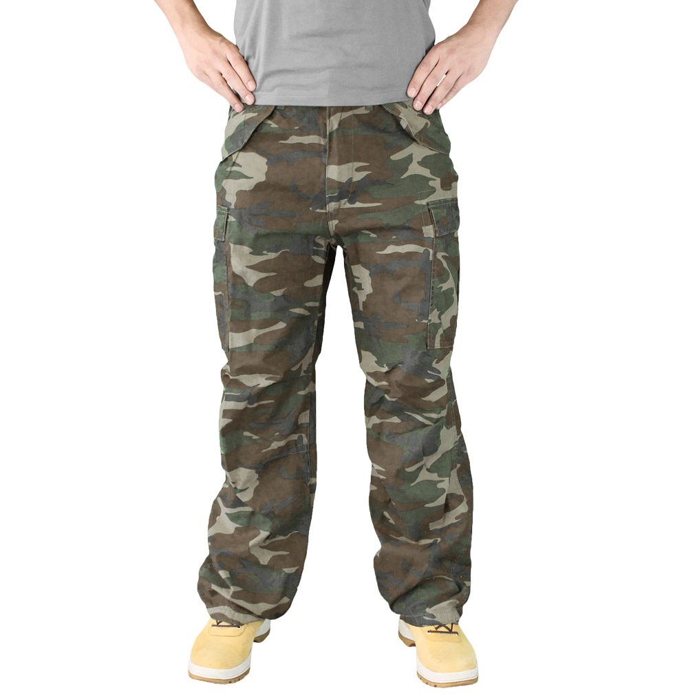 SURPLUS COMBAT CARGO TROUSERS ARMY WORK VINTAGE PANTS US WOODLAND