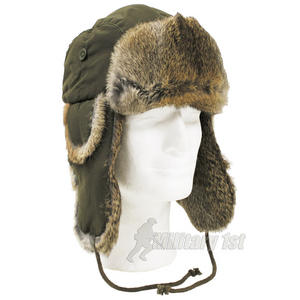 MFH Winter Cap Olive with Brown Rabbit Fur