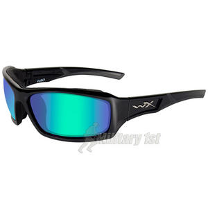 Wiley X WX Echo Glasses - Polarised Emerald Mirror Lens / Gloss Black Frame