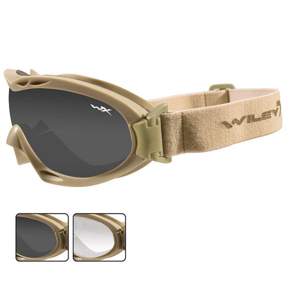 Wiley X Nerve Goggles - Smoke Grey + Clear Lens / Tan Frame